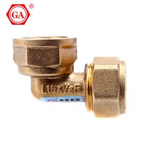 GA brand China Supplier 90 Degree Elbow Brass Copper PEX AL Pex Fitting